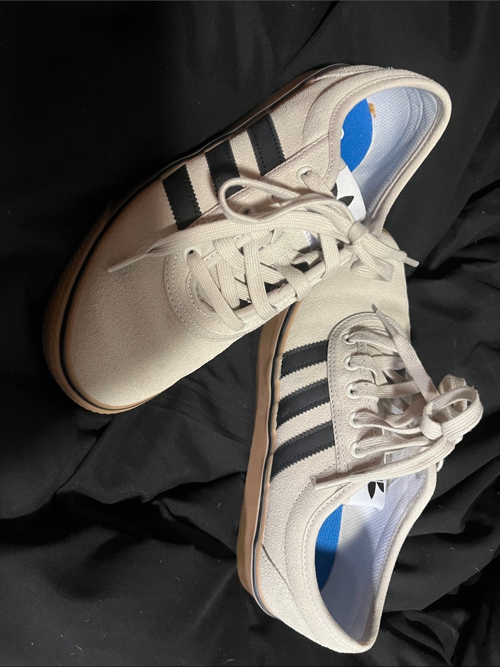 adidas Cream Canvas Sneakers with Black Stripes
